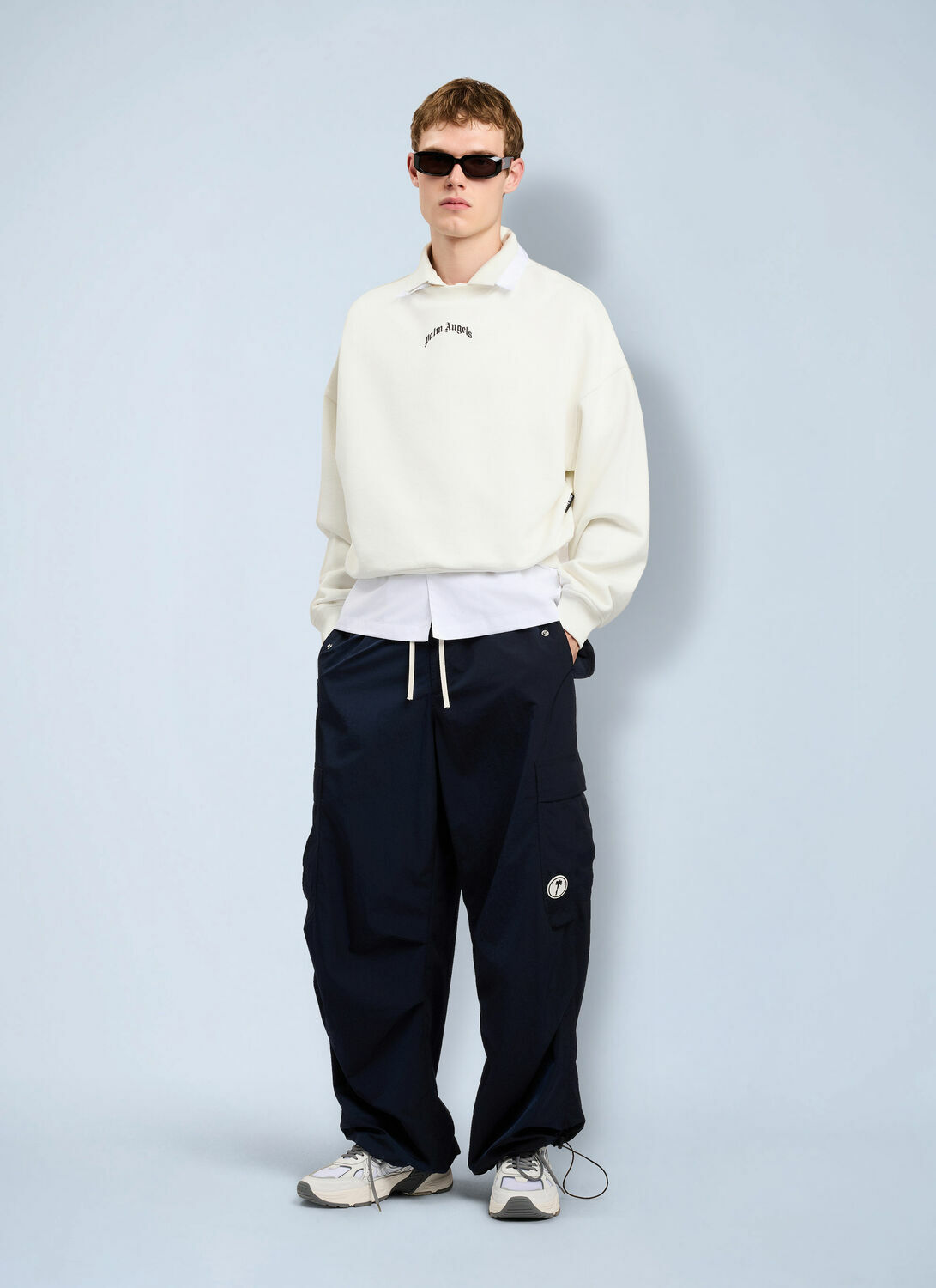 Palm Angels Back Curved Logo Loose Sweatshirt