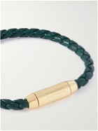 Bottega Veneta - Intrecciato Leather and Gold-Plated Bracelet - Green