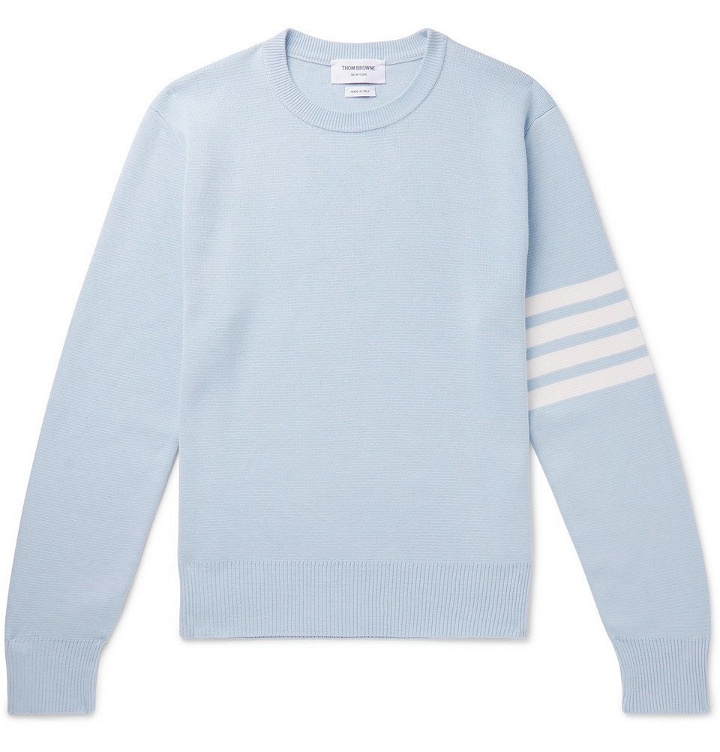Photo: Thom Browne - Striped Cotton Sweater - Men - Sky blue