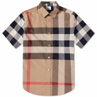 Burberry Men's Short Sleeve Somerton Check Shirt in Archive Beige Check