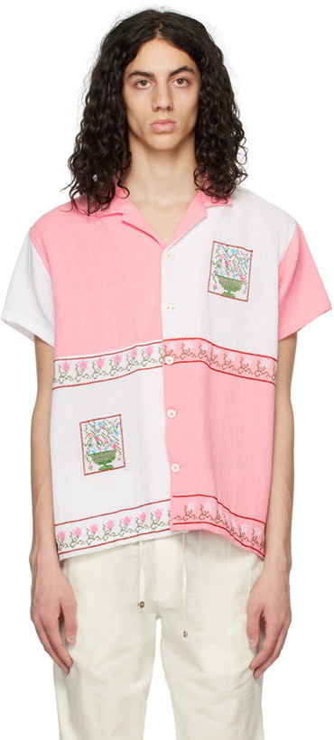Photo: HARAGO White & Pink Paneled Shirt