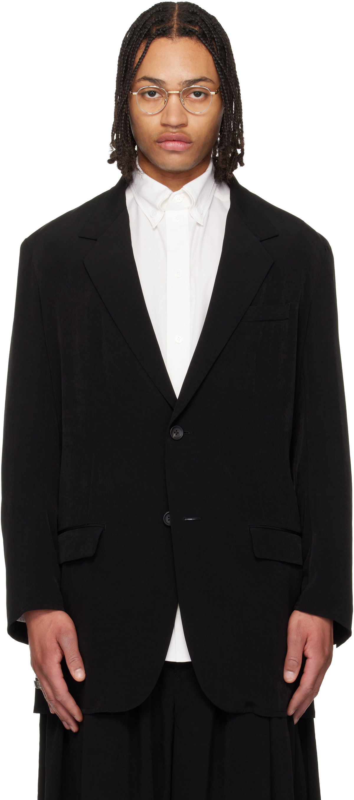 YOHJI YAMAMOTO Black TA Tuxedo Fastener Jacket Yohji Yamamoto
