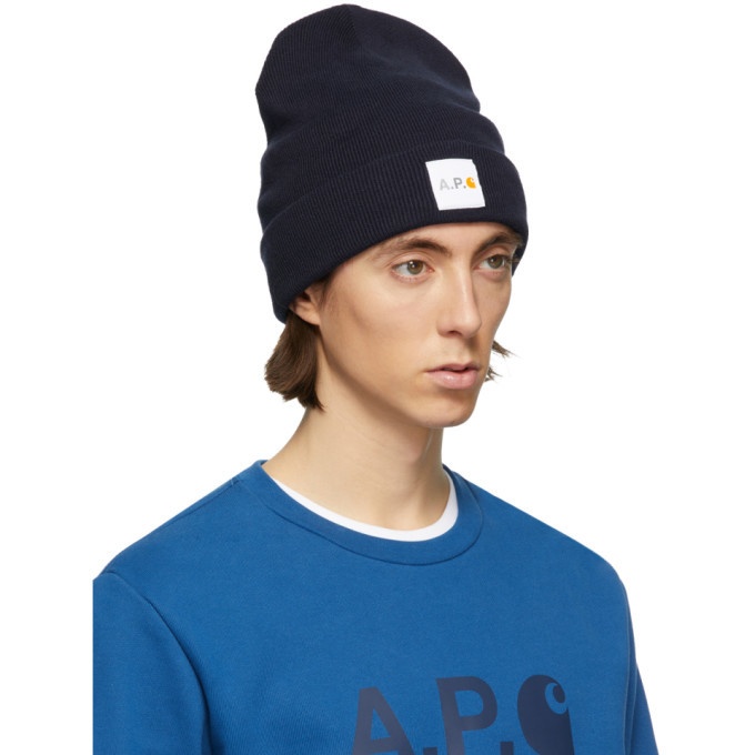 A.P.C. Navy Carhartt WIP Edition Watchover Beanie A.P.C.