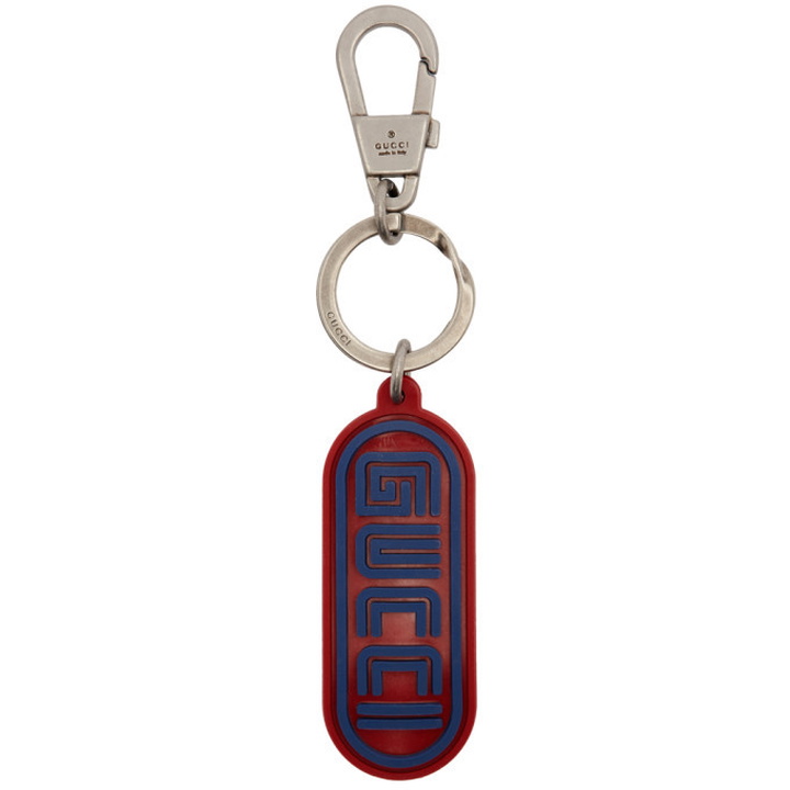 Photo: Gucci Red and Blue Rubber Logo Keychain