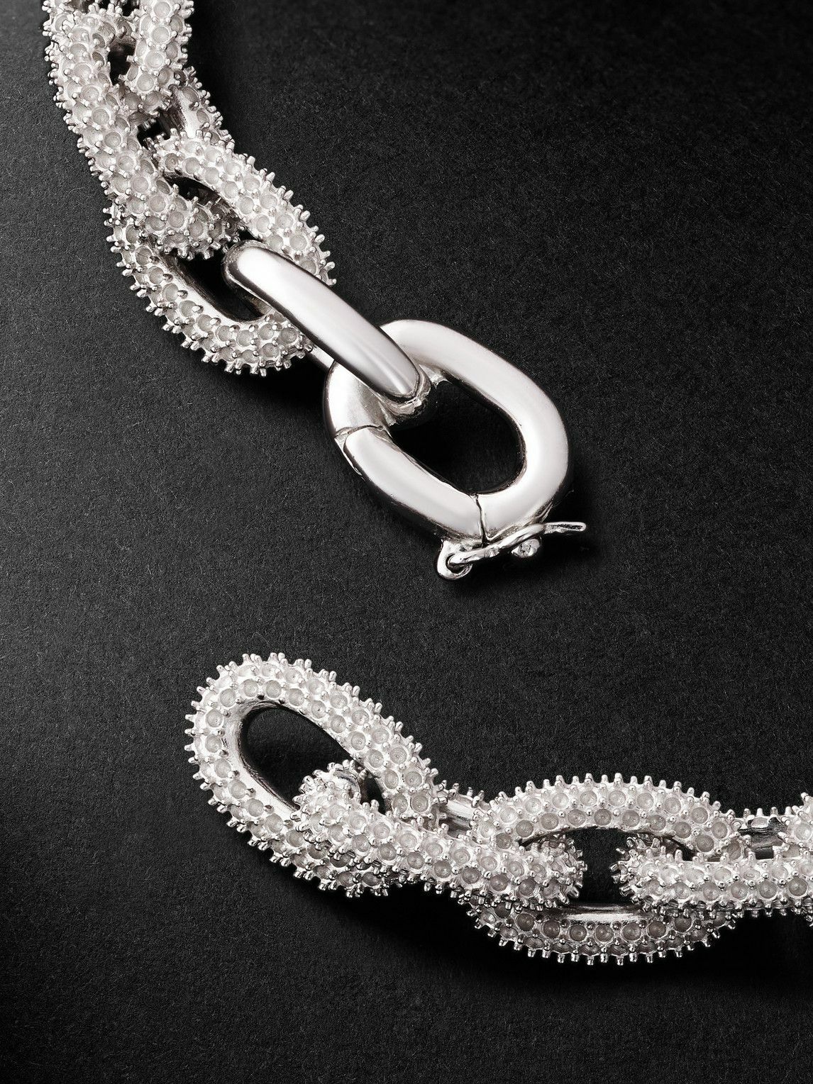 PATTARAPHAN - Textured Rhodium-Plated Sterling Silver Chain Bracelet - Silver