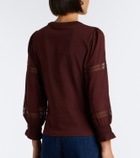 Veronica Beard Bellamie lace-trimmed cotton-blend jersey top