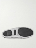 SAINT LAURENT - Neil Woven Metallic Leather Loafers - Silver