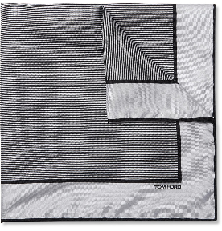 Photo: TOM FORD - Striped Silk-Twill Pocket Square - Gray