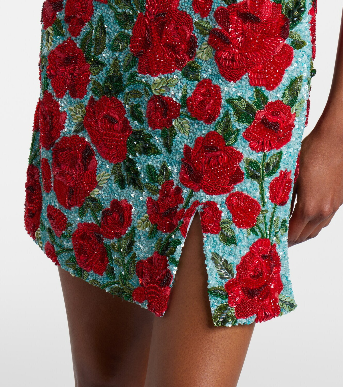 Là Fuori Crimson Rose sequined minidress