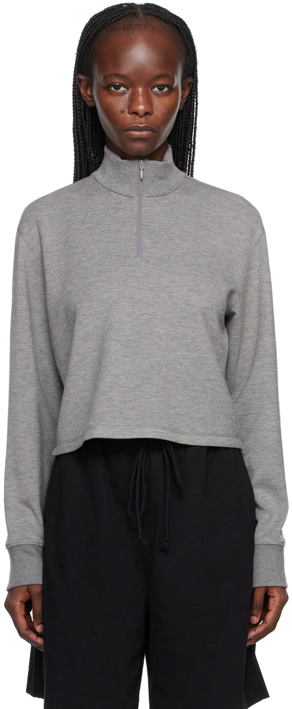 Theory Gray Cropped Sweater