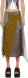 Dries Van Noten Khaki Draped Midi Skirt