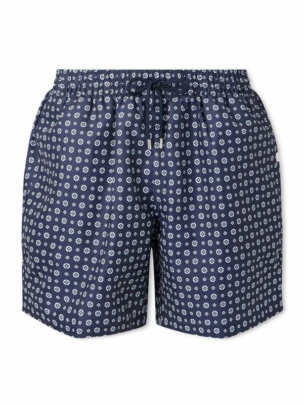 Photo: Derek Rose - Tropez Straight-Leg Mid-Length Printed Swim Shorts - Blue