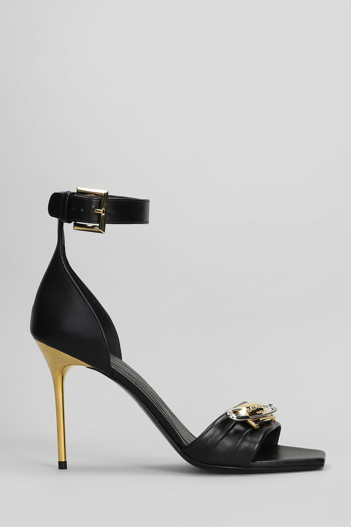 Balmain Black Duo Double Chain Heeled Sandals Balmain Balmain Black Duo Double Chain Heeled Sandals Balmain