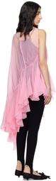 ALAINPAUL Pink & Black Extended Ruffle Blouse