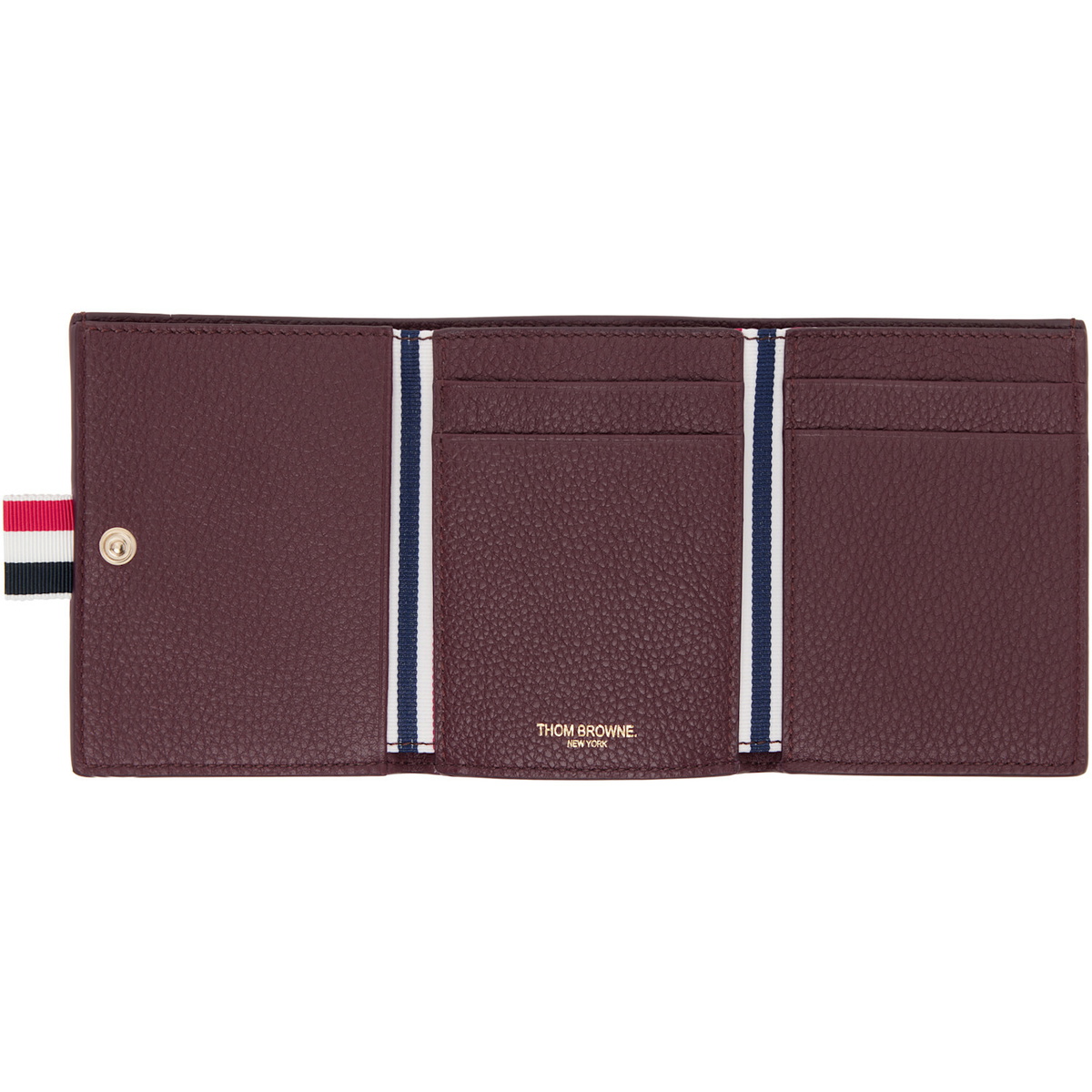 Thom Browne Burgundy Soft Pebble Grain Trifold Wallet