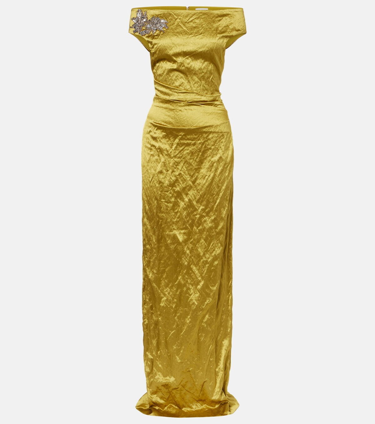 Erdem Embellished off-shoulder satin gown