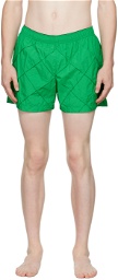 Bottega Veneta Green Paneled Swim Shorts