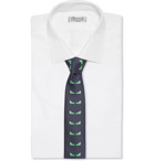 Fendi - 7cm Embroidered Silk-Blend Faille Tie - Navy