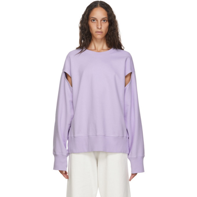 Photo: MM6 Maison Margiela SSENSE Exclusive Purple Slit Sleeve Sweatshirt