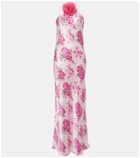 Rodarte Floral-appliqué silk maxi dress