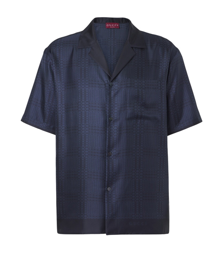 Photo: Gucci Interlocking G silk twill bowling shirt