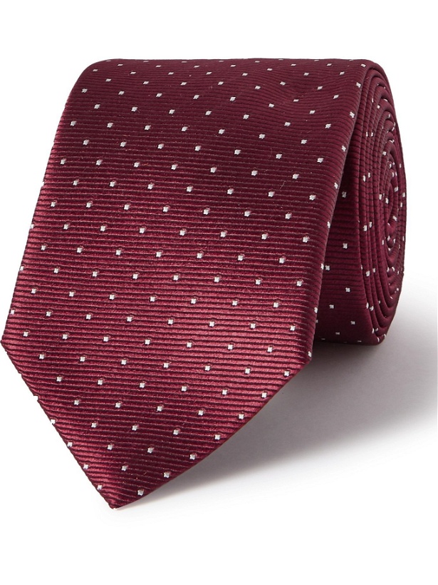 Photo: LANVIN - 7cm Pin-Dot Silk-Faille Tie - Red