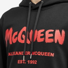 Alexander McQueen Men's Graffiti Logo Hoodie in Black/Lust Red