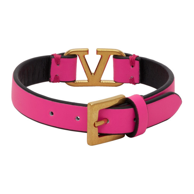 Valentino Garavani Vlogo Signature Leather Bracelet - Pink