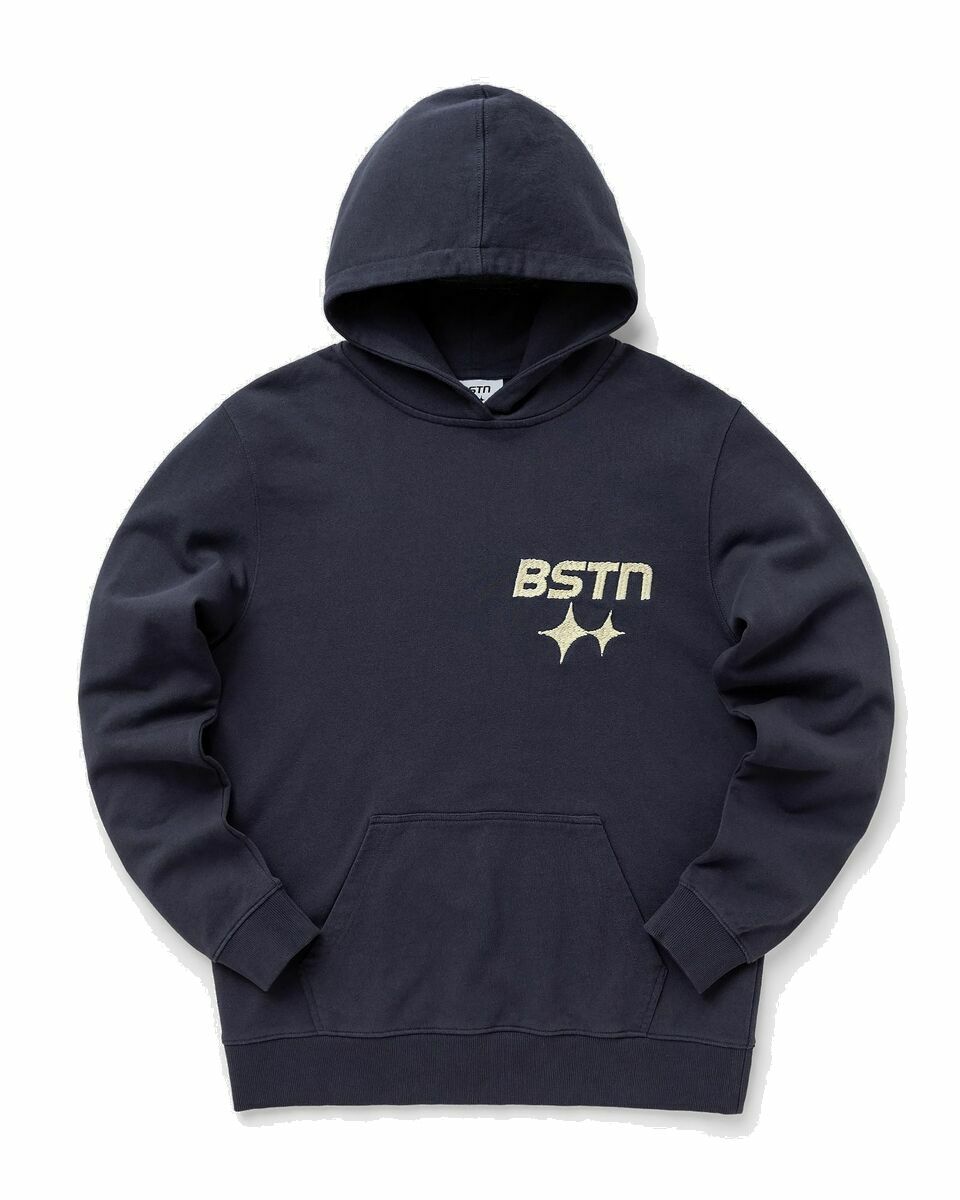 Photo: Bstn Brand Signature Stitching Logo Hoody Blue - Mens - Hoodies