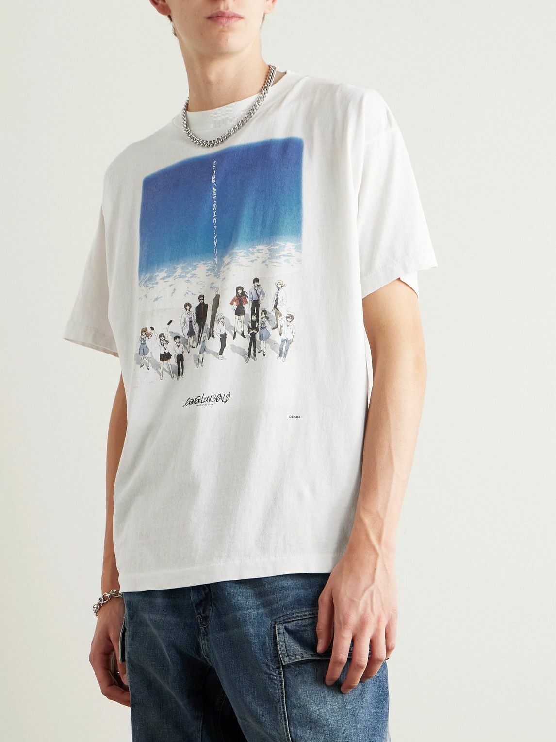 SAINT MXXXXXX - Evangelion Printed Cotton-Jersey T-Shirt - White
