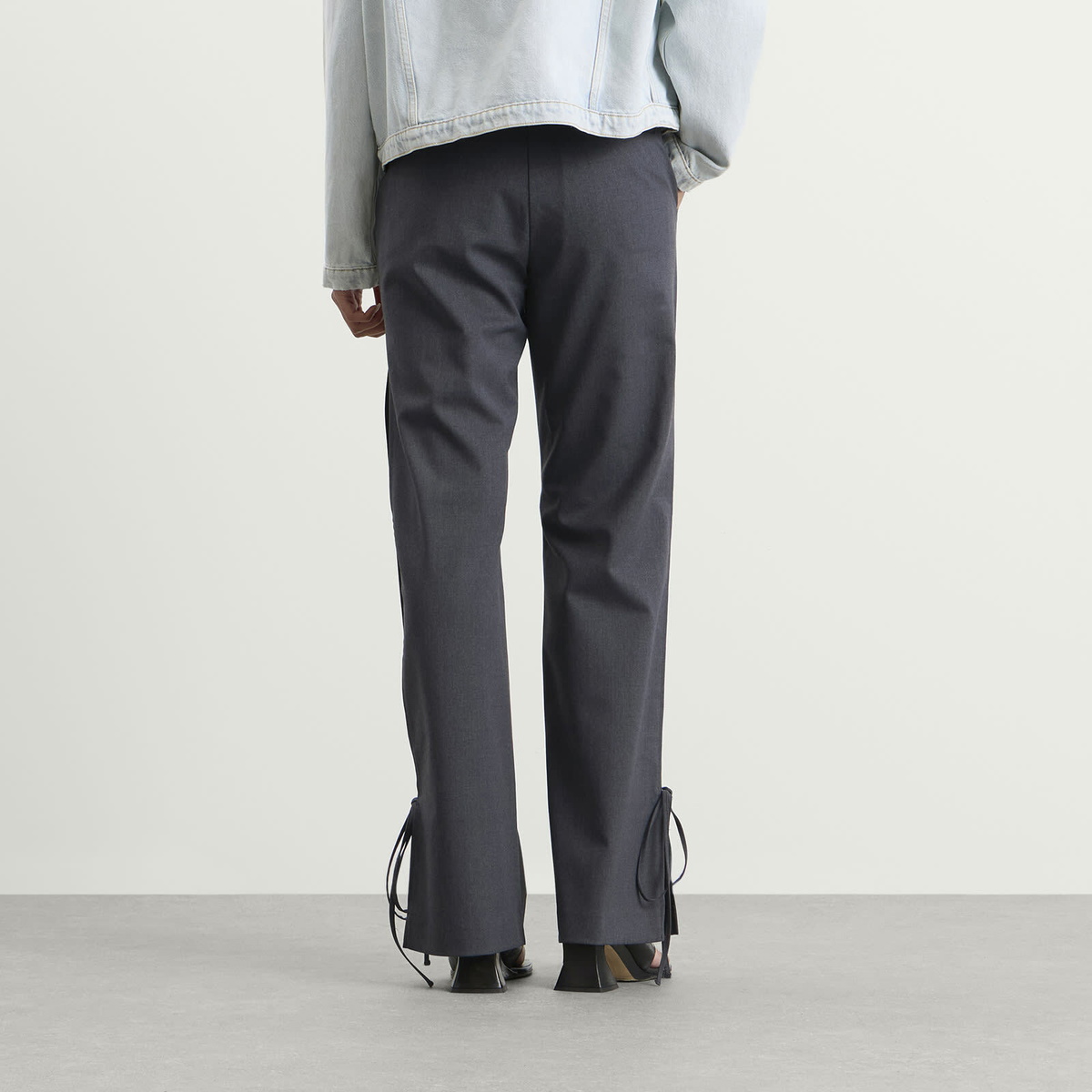 Won Hundred Women's Baggy String Trousers in Dark Grey Melange