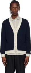 Maison Kitsuné Navy Contrasted Cotton Comfort Cardigan
