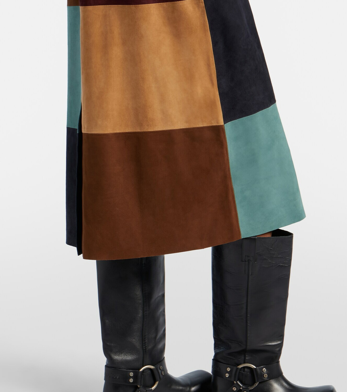 Rixo Patchwork suede coat