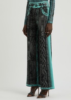 PH5 Zahra Printed Wide-leg Knitted Trousers Black