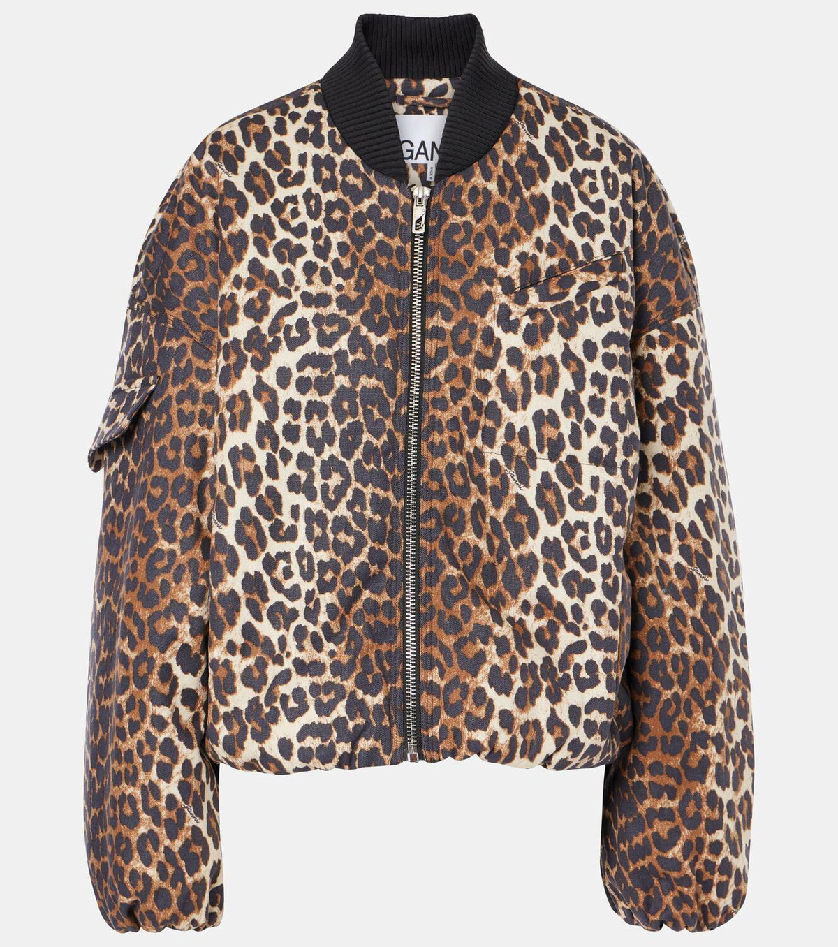 Ganni Leopard-print canvas bomber jacket GANNI Ganni Leopard-print canvas bomber jacket GANNI
