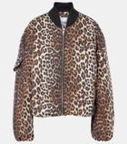 Ganni Leopard-print canvas bomber jacket
