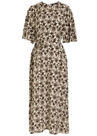 Weekend Max Mara Varese Floral-print Silk Midi Dress Brown