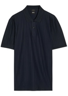 Boss Parley Striped-knit Cotton Polo Shirt Dark Blue