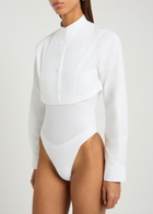 Alaïa Cropped Shirt Cotton Bodysuit White