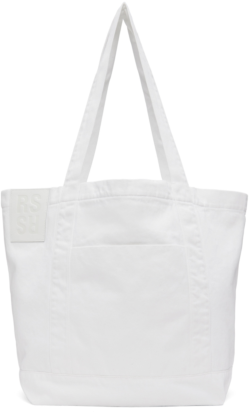 Raf Simons White Patch Denim Tote Raf Simons