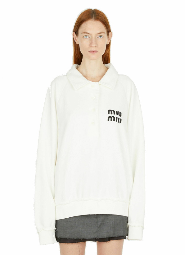 Photo: Miu Miu - Distressed Logo Sweatshirt in White