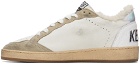 Golden Goose White & Taupe Ball Star Sneakers