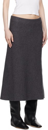 Jil Sander Gray Wool Midi Skirt