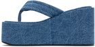 Coperni Blue Denim Branded Wedge Sandals