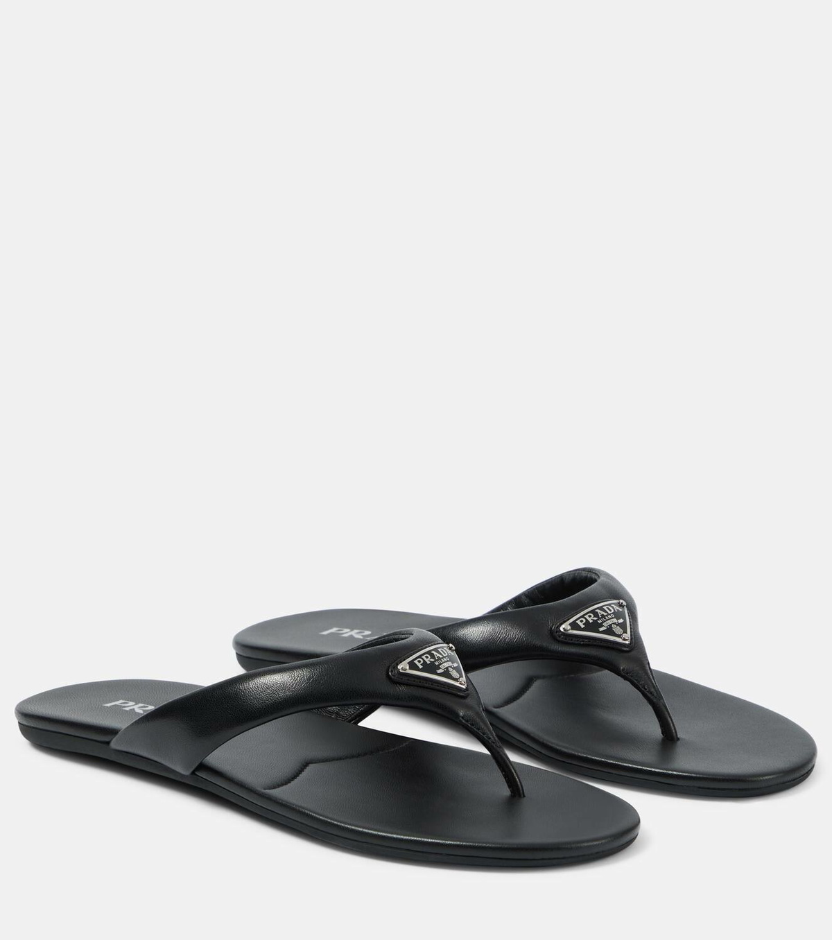 Prada Logo padded leather thong sandals Prada