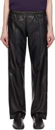 International Gallery BEAMS Black Track Leather Pants