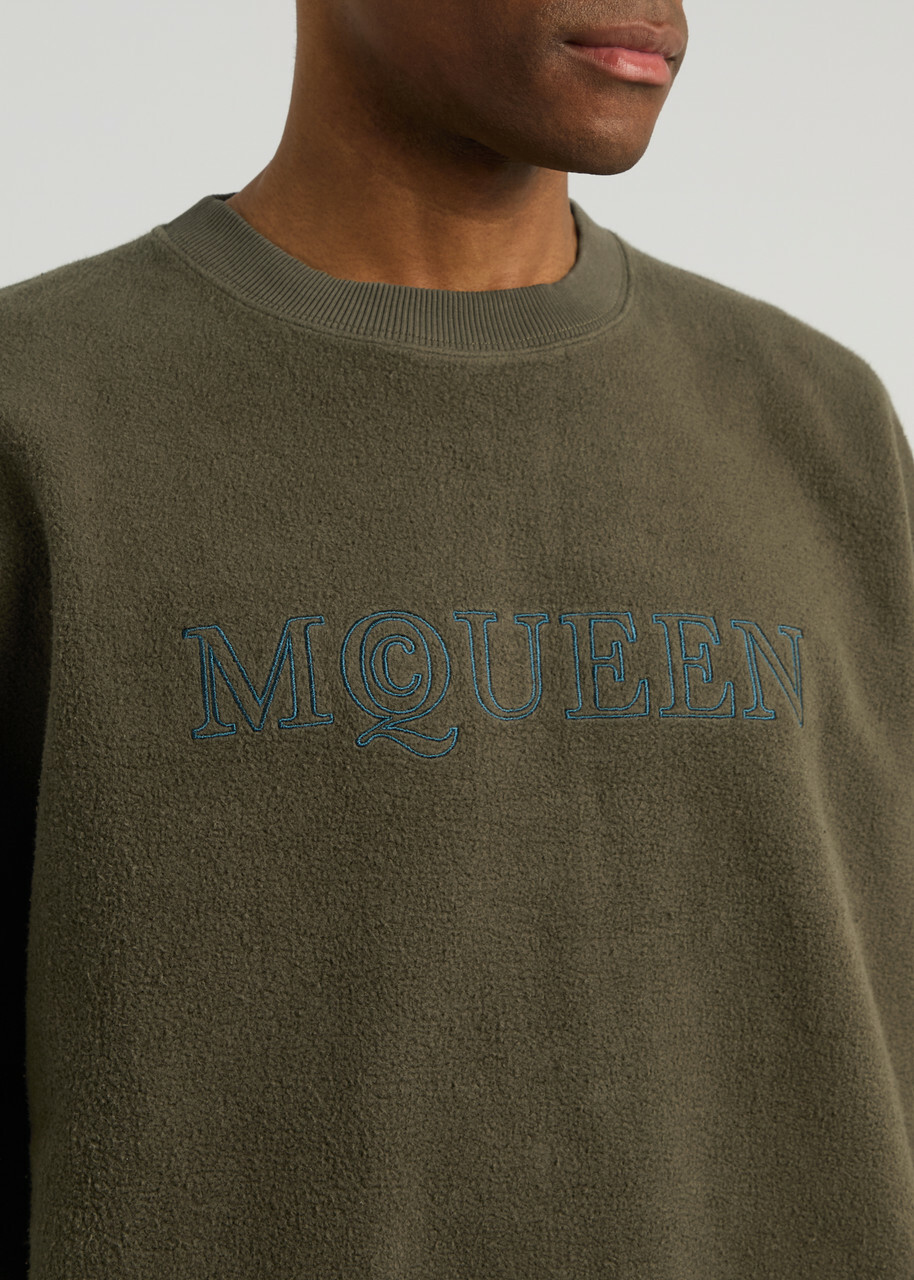 Alexander Mcqueen Logo-embroidered Cotton Sweatshirt Green