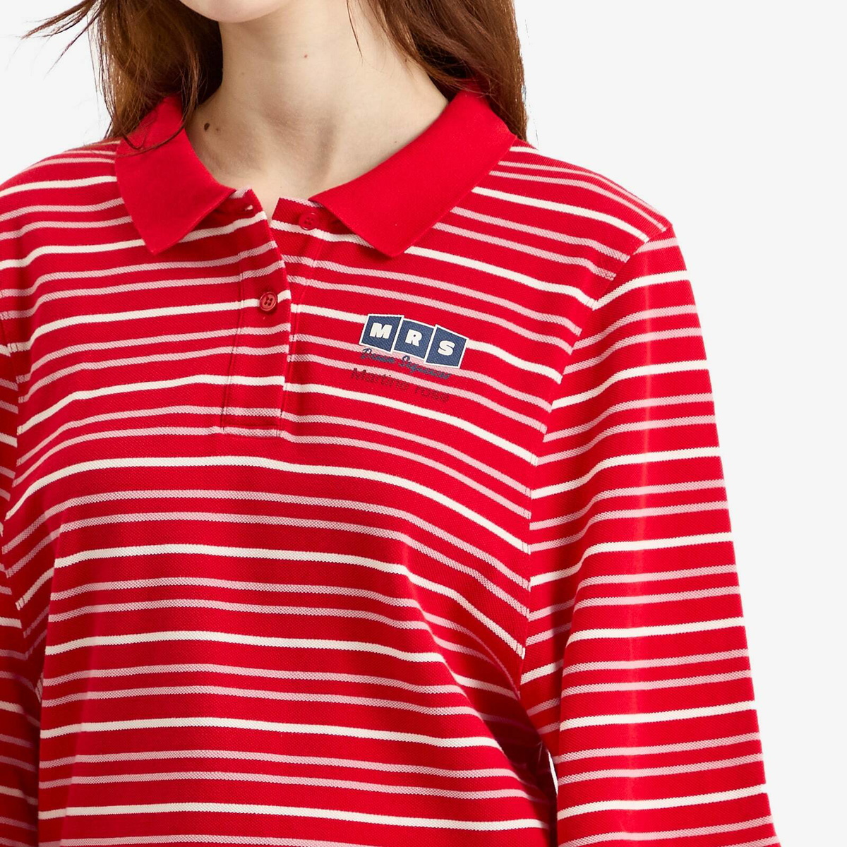 Martine Rose Women's Polo T-Shirt in Red/White Stripe