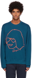 Kenzo Blue Embroidered Graphic Sweatshirt