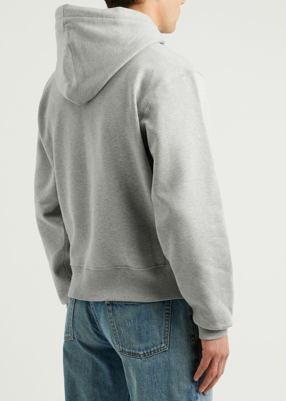 Saint Laurent Logo-embroidered Hooded Cotton Sweatshirt Grey Saint Laurent Logo-embroidered Hooded Cotton Sweatshirt Grey